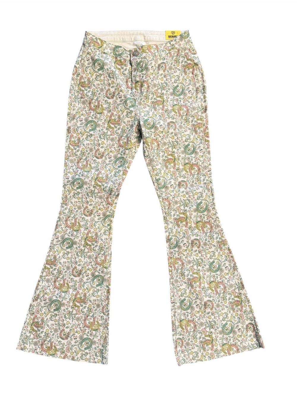 Reversible Horseshoe Floral Flare Jeans by Rock and Roll Denim